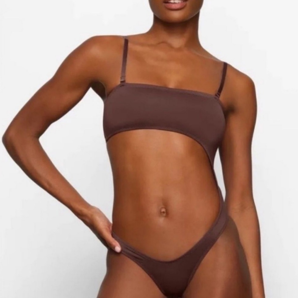NWT SKIMS Recycled Swim Strapless Monokini Size 3X Cocoa